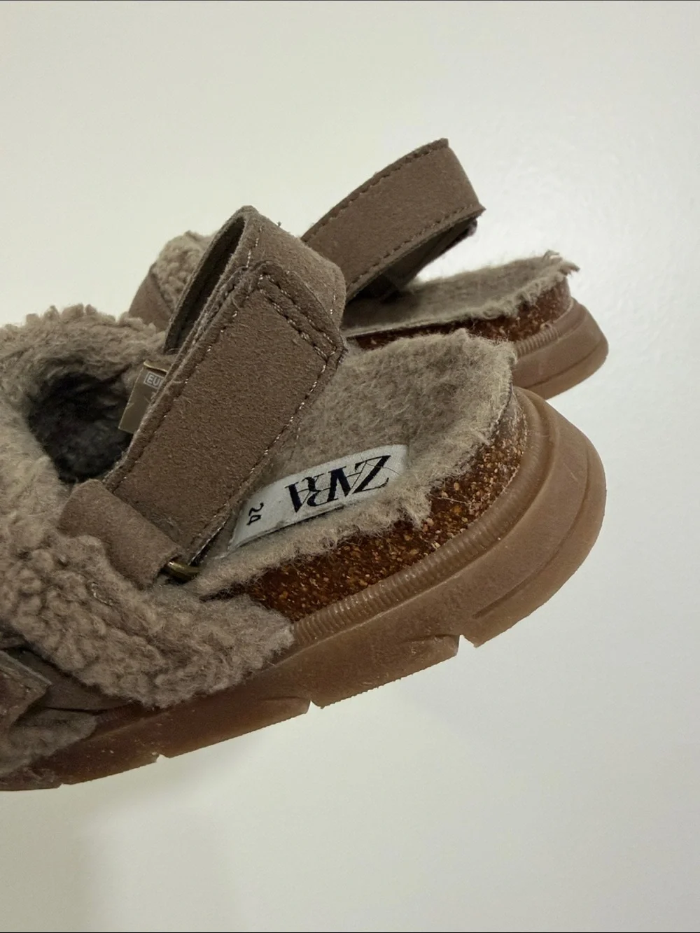 Zara Brown Sherpa Buckle Clogs